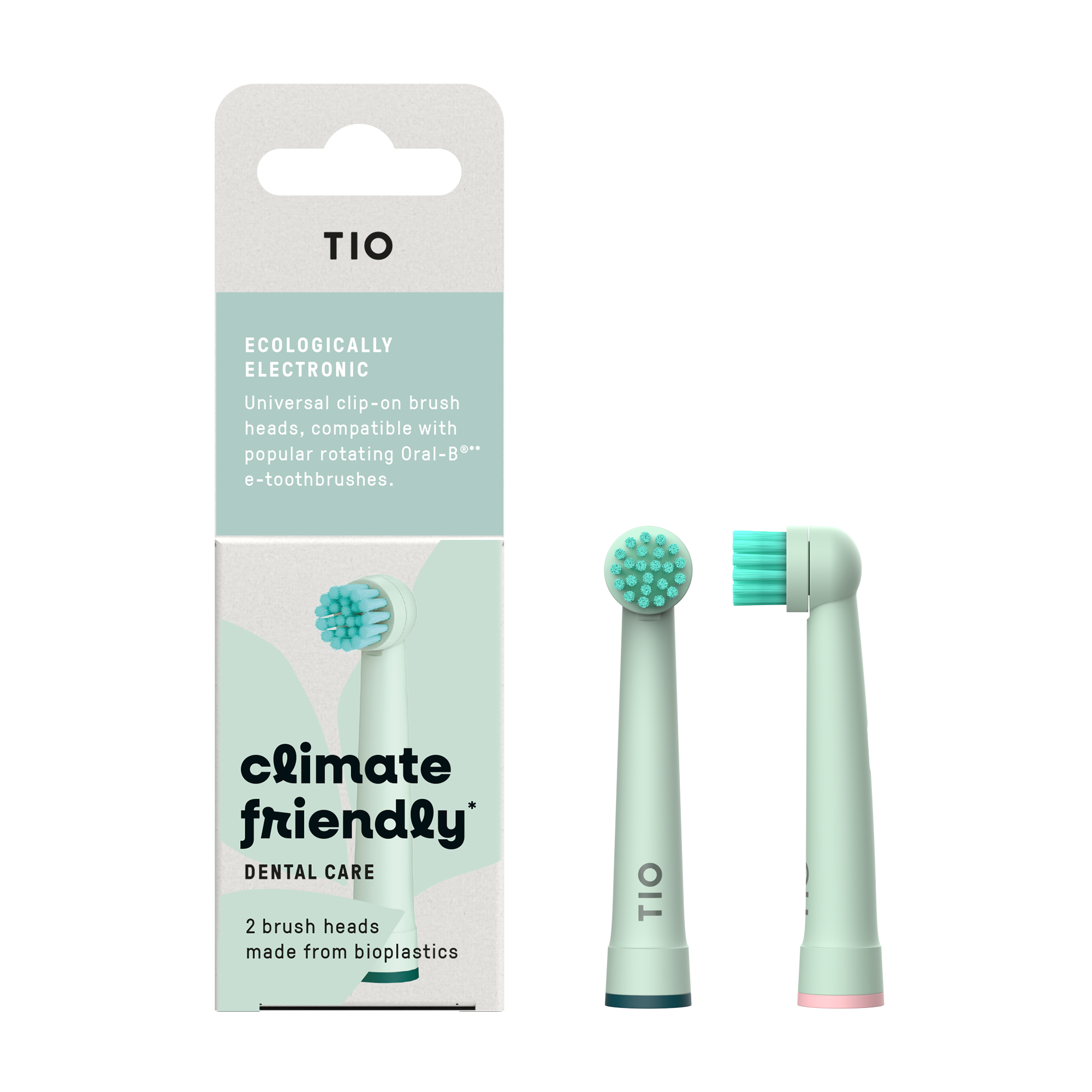 Tio Opzetborstels bio-based oral-B roze/blauw & groen/grijs