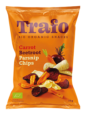 Trafo Groente chips(wortel-pastinaak-rode biet) bio 75g