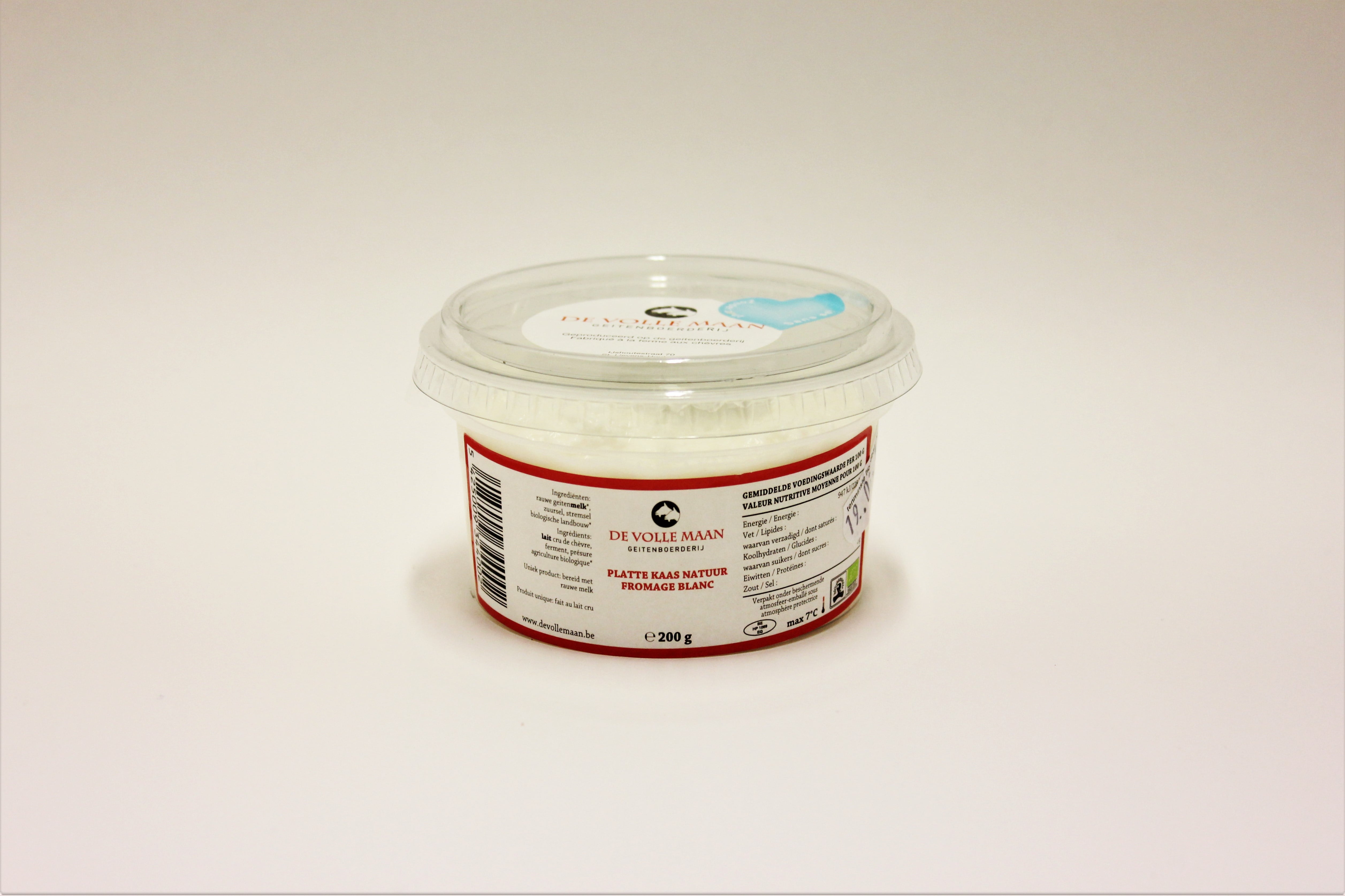 De Volle Maan Platte geitenkaas natuur bio 200g