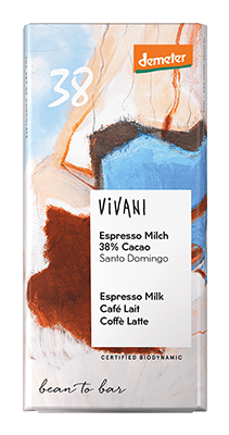 Vivani Chocolade melk 38% espresso bio demeter 90g