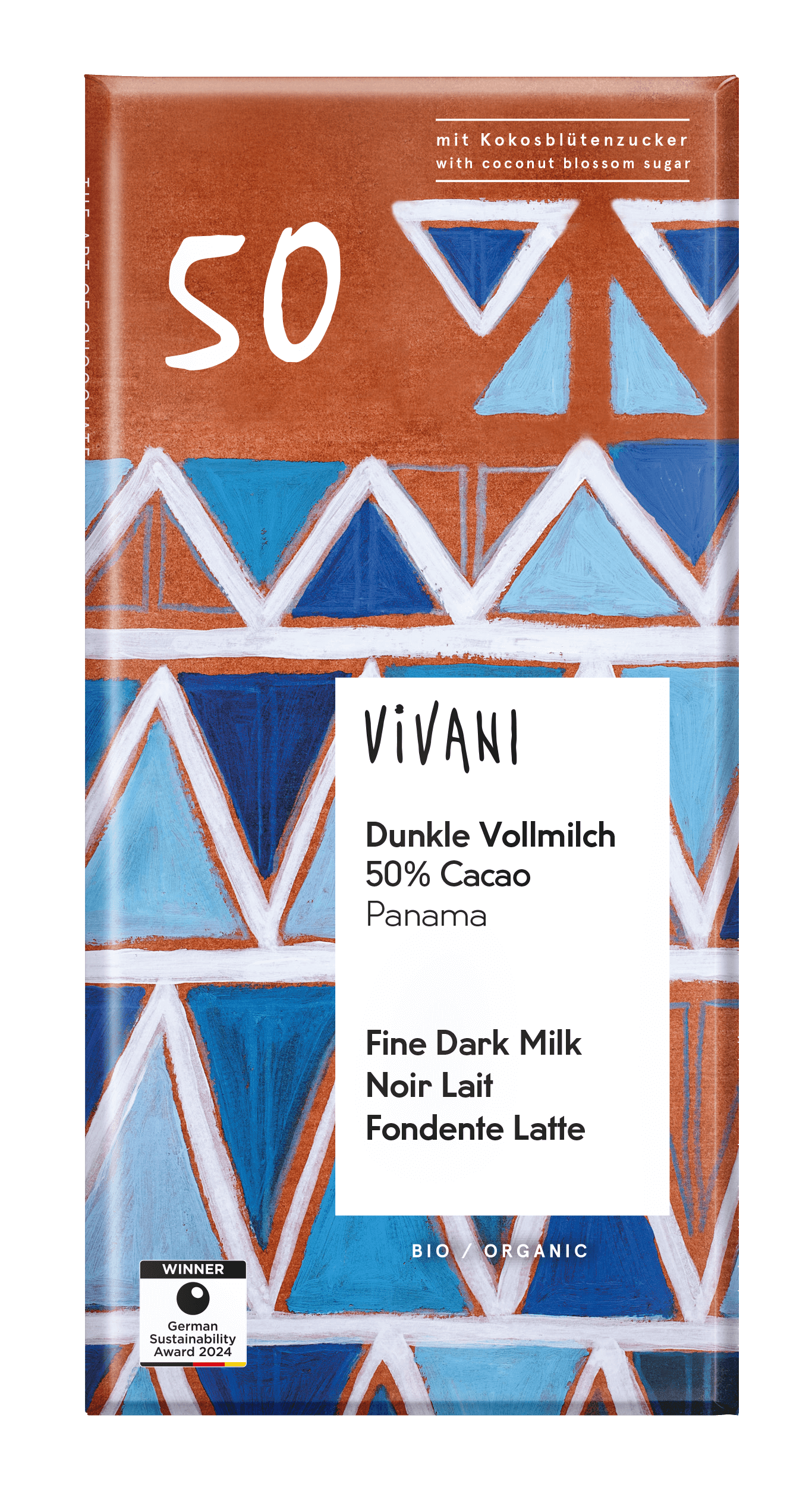 Vivani Chocolade melk donker 50% Panama bio 80g