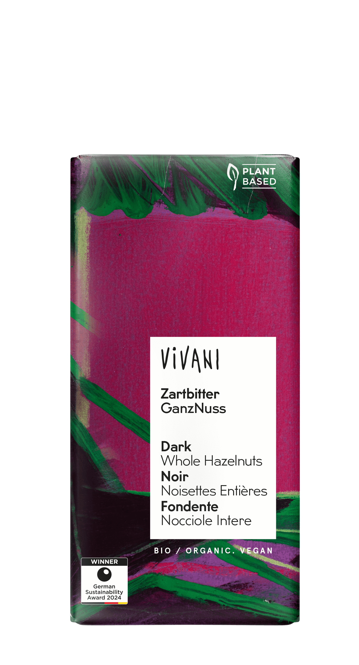 Vivani Chocolade puur hele hazelnoot bio 100g