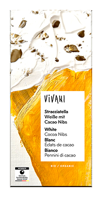 Vivani Witte chocolade stracciatella cacao nibs bio 80g