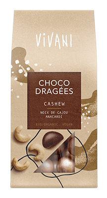 Vivani Choco dragees cashew bio 75g
