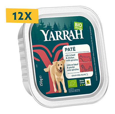 Yarrah Hond paté rundvlees & spirulina bio 150g